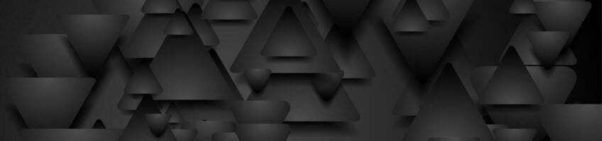 Hi-tech geometric abstract banner with black paper triangles vector