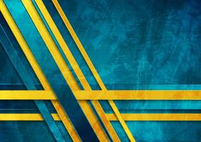 Bright yellow and blue stripes grunge geometric background vector