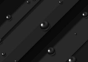 Black abstract geometric background with glossy circles vector