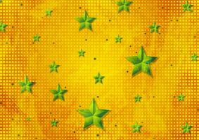 Bright green stars on orange dotted background vector