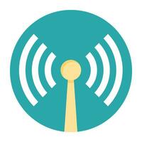 Wireless internet signal tower flat icon design vector