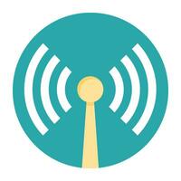 Wireless internet signal tower flat icon design vector