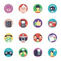 Flat Icons Set of Multiple Communication Methods vector