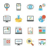 Pack of SEO Flat Icons vector