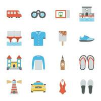 Modern Summer Vacations Flat Icons vector