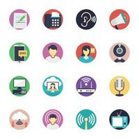 Set of Flat Style Communication Mediums Icons vector