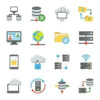 Pack of Database Flat Icons vector