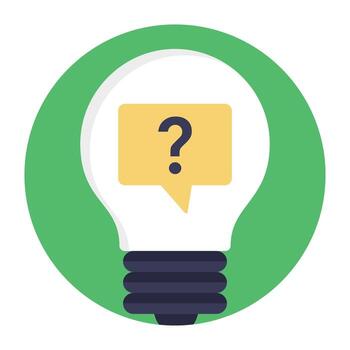 A light bulb with question mark inside symbolising quiz concept vector