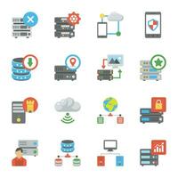 Set of Database Storage Flat Icons vector