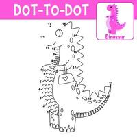 Numbers game, education dot to dot game for children, coloring book. Tyrannosaurus princess, girl dinosaur. Vector cartoon illustration.