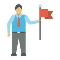 A businessman holding red flag showing successful businessman vector