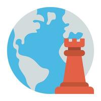 A chess piece with world globe represent the concept of global strategy vector