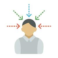 Different colored arrows pointing towards the man, it imitates the conceptualization of success symbol vector