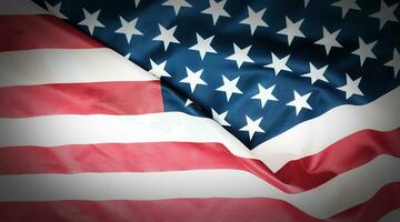 de cerca americano bandera, Estados Unidos bandera antecedentes con Copiar espacio. parte superior ver foto