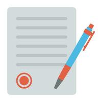 A document sheet with a pen symbolising a contract sheet vector