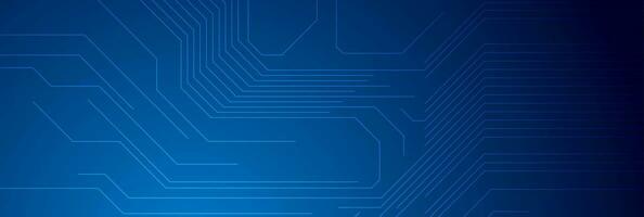 Dark blue circuit board chip lines tech background vector