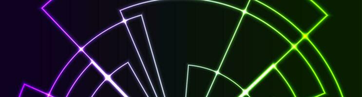 Glowing neon round lines abstract technology background vector