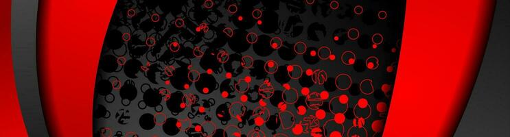 Black red corporate wavy background with grunge halftones vector