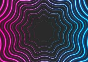 Blue and purple neon wavy circles abstract futuristic background vector