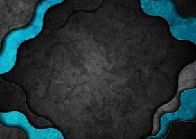 Dark blue and black grunge waves abstract background vector