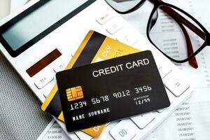 Concept of finance, banking and credit cards, for use in financial matters. photo