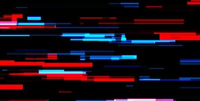 Abstract tech glowing neon lines vector background with glitch effect