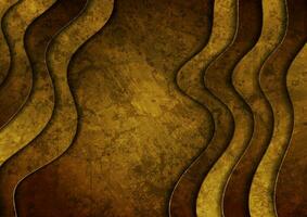 Yellow brown grunge waves abstract background vector