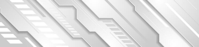 Grey abstract tech geometric banner design vector