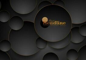 Tech geometric background with abstract bronze and black circles vector