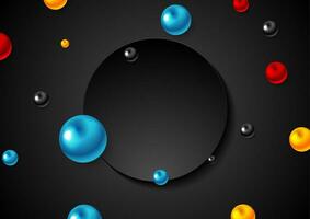 Colorful glossy beads and black blank circle vector