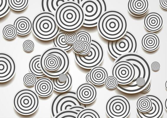 White circles with black rings abstract background