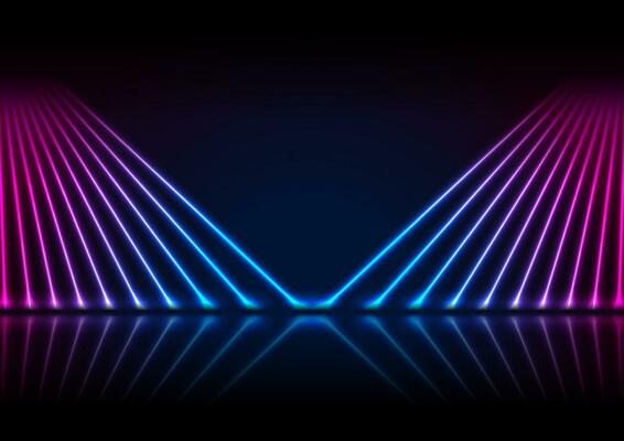 Blue ultraviolet neon laser rays technology modern background