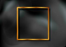 Bronze square frame on black liquid wavy background vector