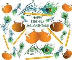 happy krishna janmashtami festival vector