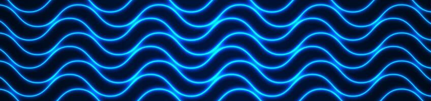 Blue neon curved wavy lines pattern abstract background vector