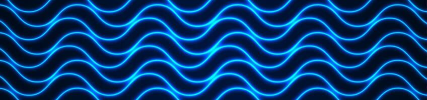 Blue neon curved wavy lines pattern abstract background vector