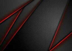 Futuristic technology abstract background with red glowing lines vector