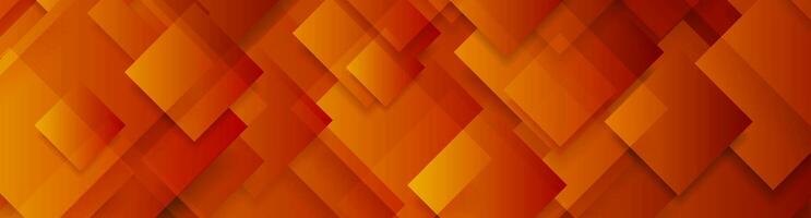 Bright orange glossy squares abstract tech banner vector