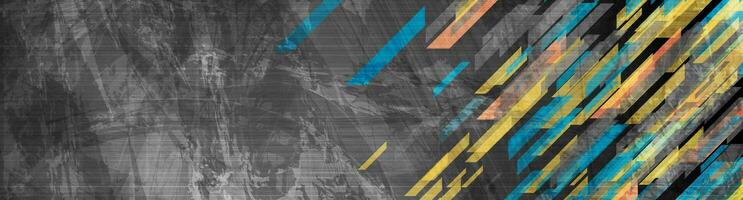 Blue yellow geometric shapes on abstract grunge corporate banner vector