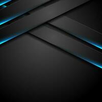 Abstract black stripes with blue neon glowing light vector