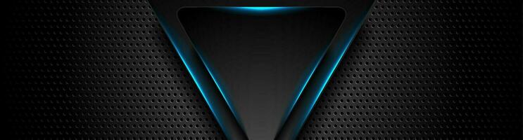 Futuristic technology background with blue neon triangles vector