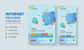 Super Fast Fiber Broadband Flyer, Internet Service Provider Flyer Template, Internet Service Provider Dl Flyer, Internet Service Provider Roll Up Banner, dl flyer, roll up banner vector