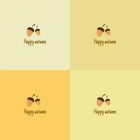 Minimalist style floral background, 4 warm backdrop colors to choose from, Happy Autumn concept. vector