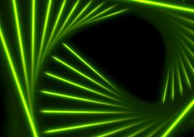 Green glowing neon triangular lines abstract background vector