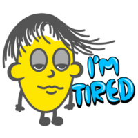 I'm tired mister round yellow cartoon gesture png