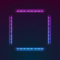 Blue purple neon luminous square frame abstract retro background vector
