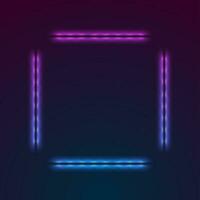 Blue purple neon luminous square frame abstract retro background vector