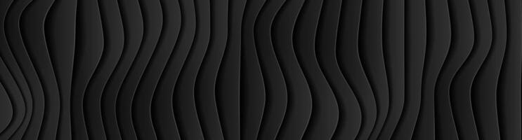 Black curved waves abstract tech banner design vector