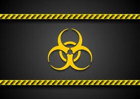 Biohazard symbol and danger tapes abstract background vector