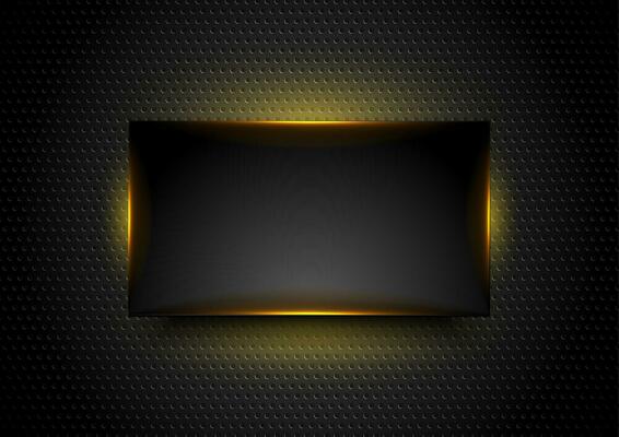 Black glowing frame on dark perforated background